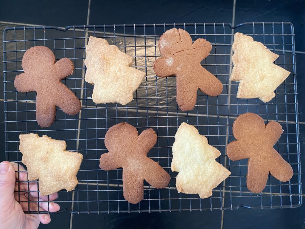 Baking edible gingerbread decorations for Christmas