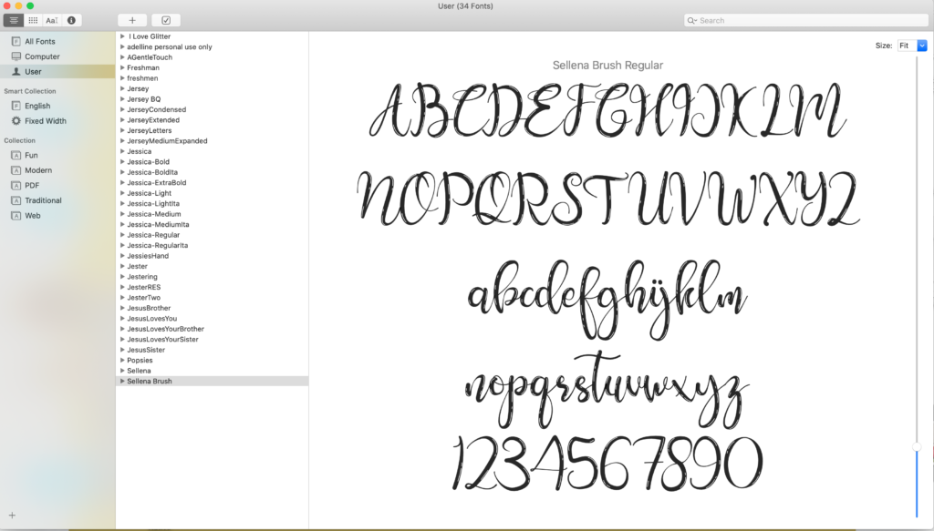 checking glyphs on my chosen font