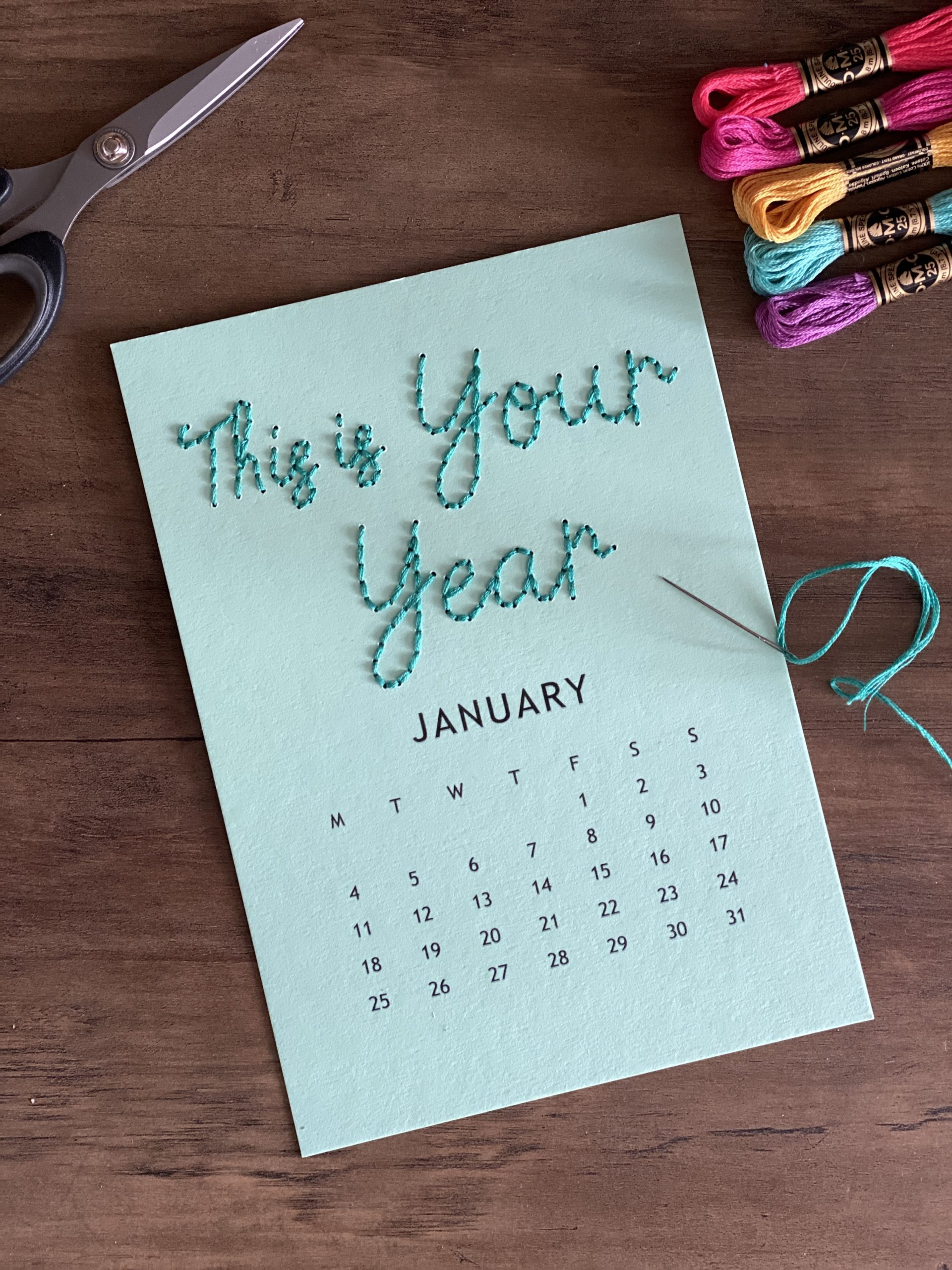 January stitched calendar