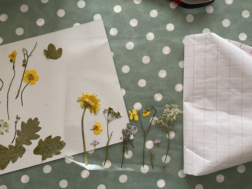 Pressed Spring flowers suncatcher