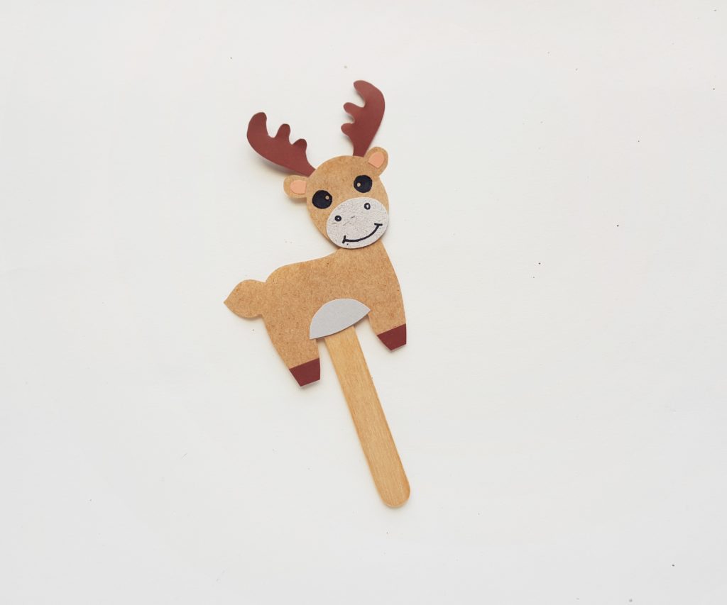 Paper moose puppet craft for kids