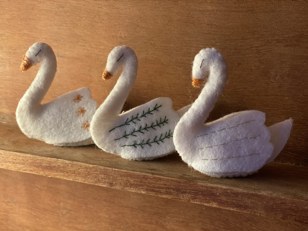 soft sculpture swans