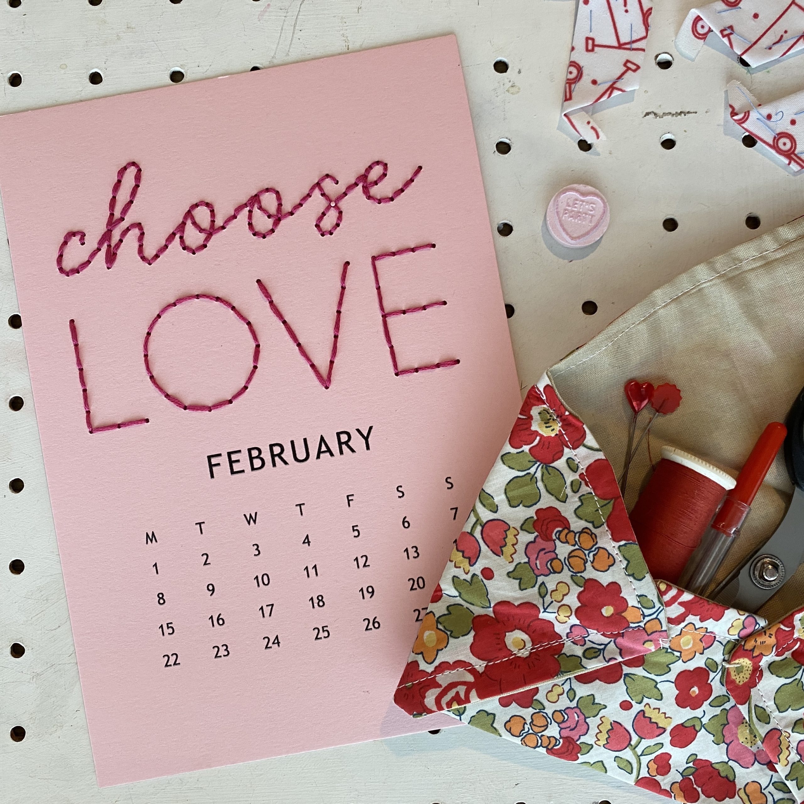 February stitched calendar
