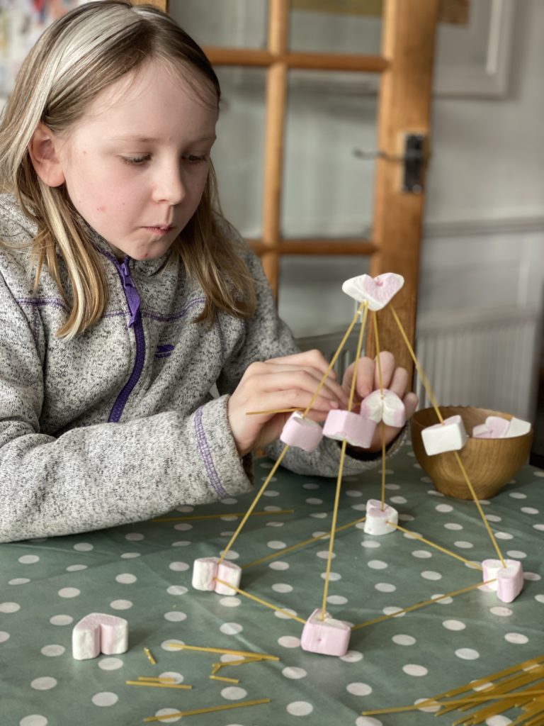 problem solving fun with marshmallows and spaghetti