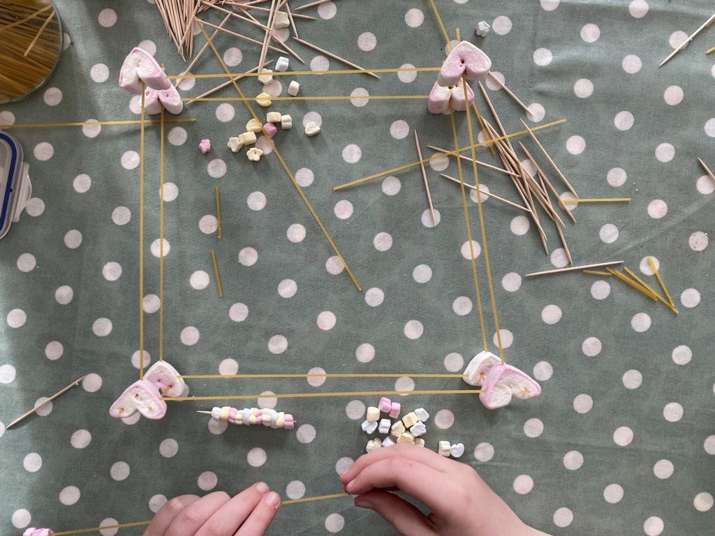 problem solving fun with marshmallows and spaghetti