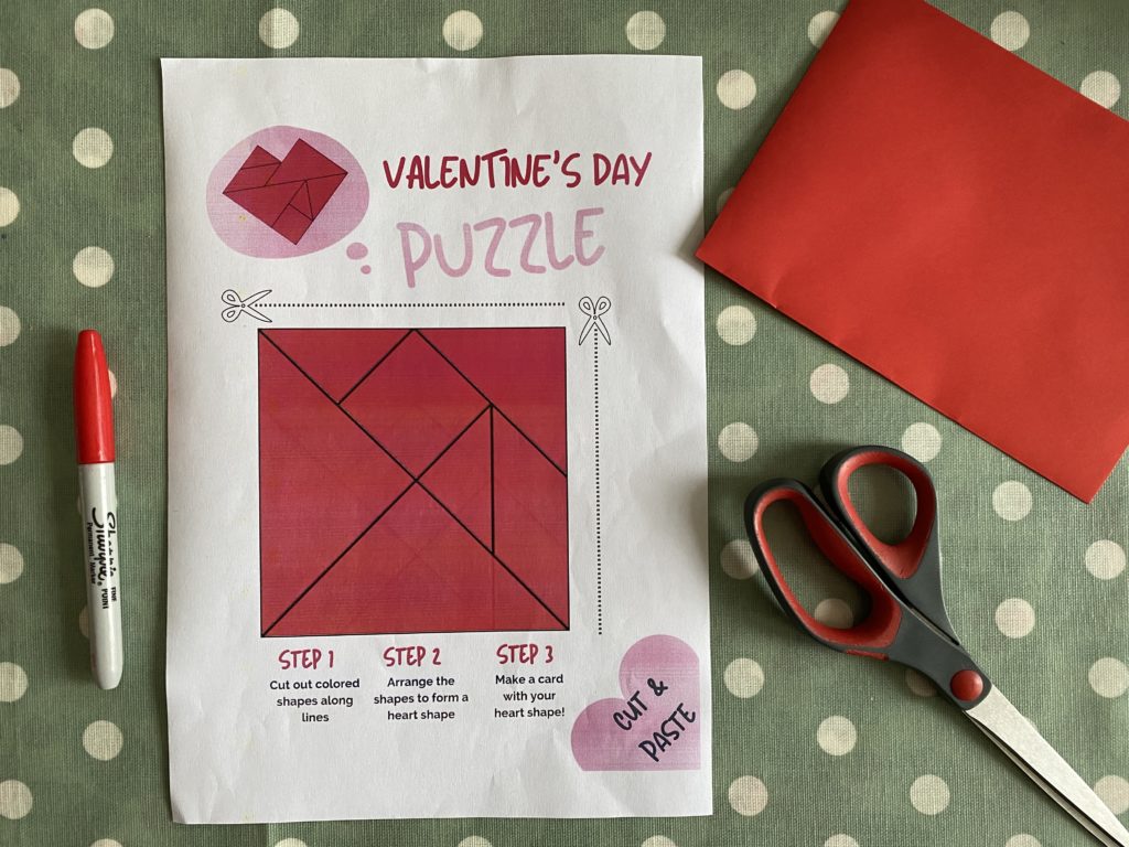 STEM Valentine tangram for kids