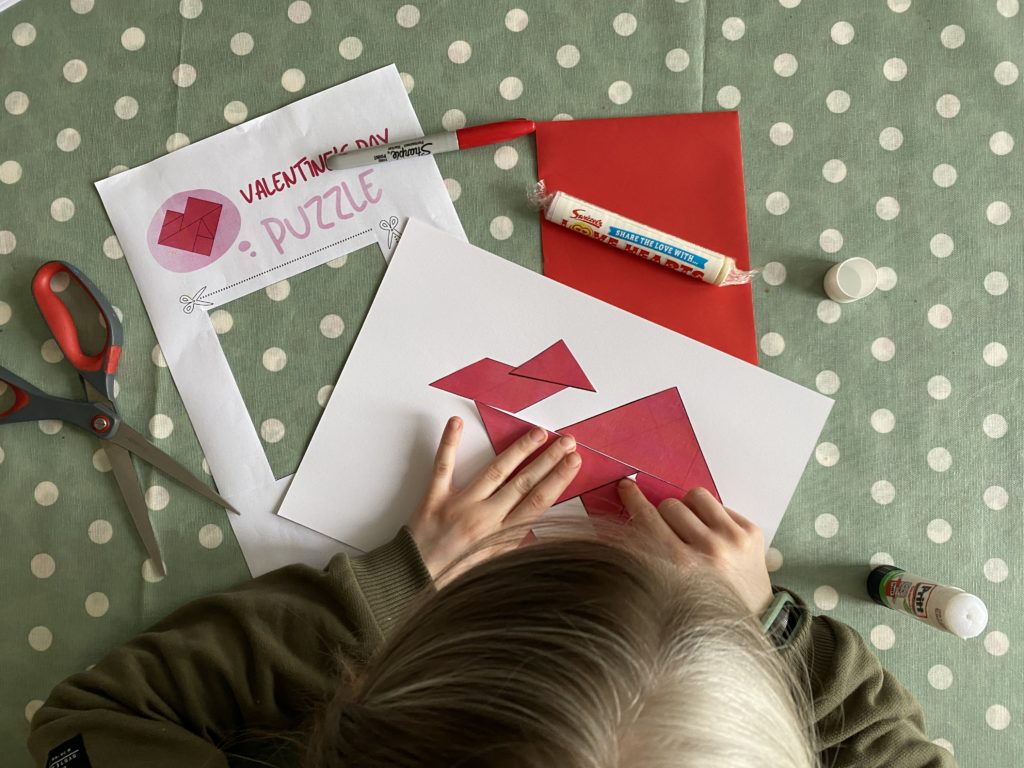 Valentine tangram puzzle for teens