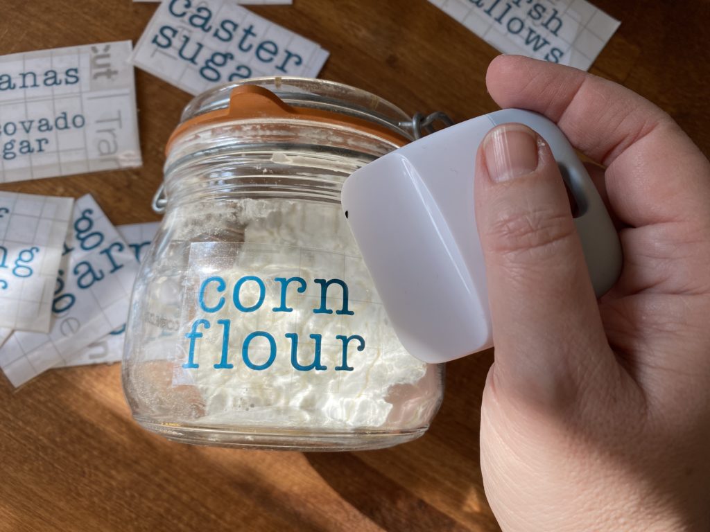 Easy Cricut storage jar labels