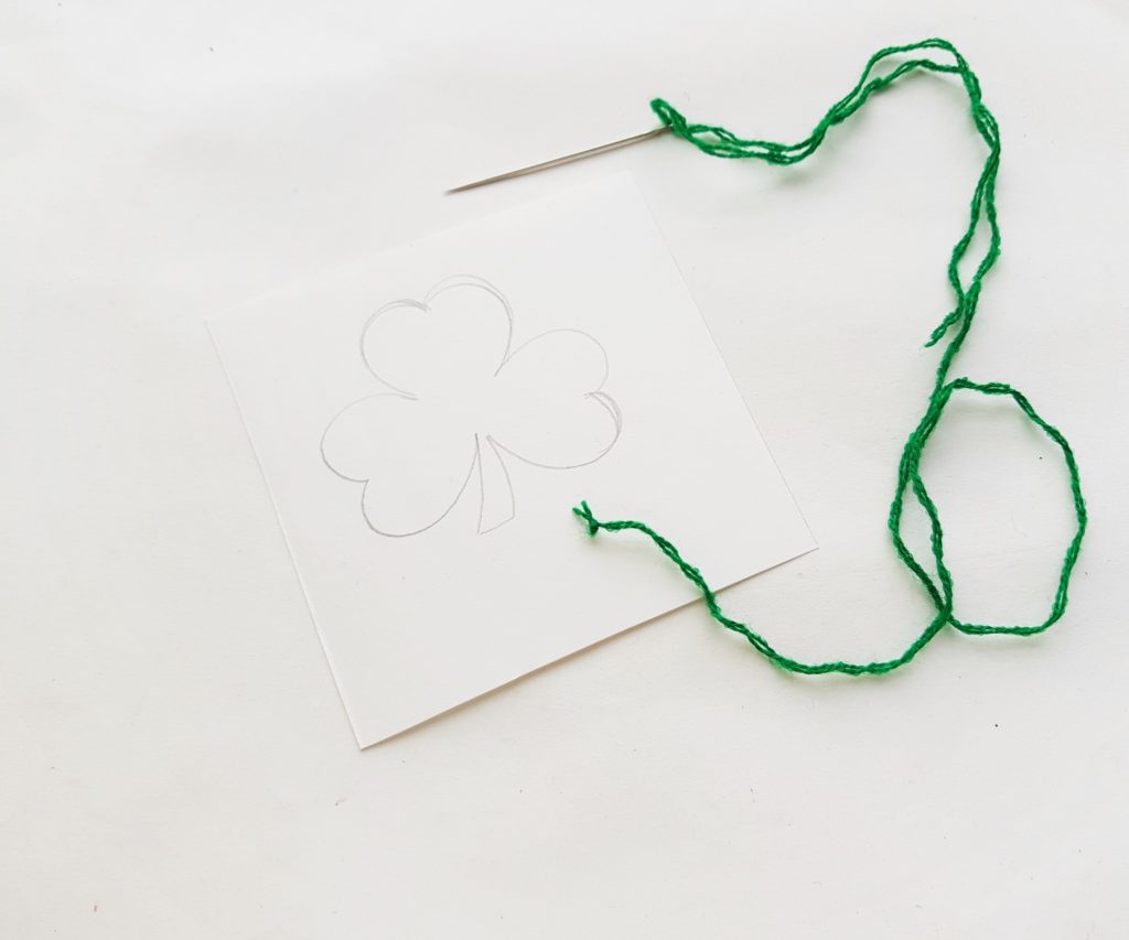 Shamrock stitching craft for kids