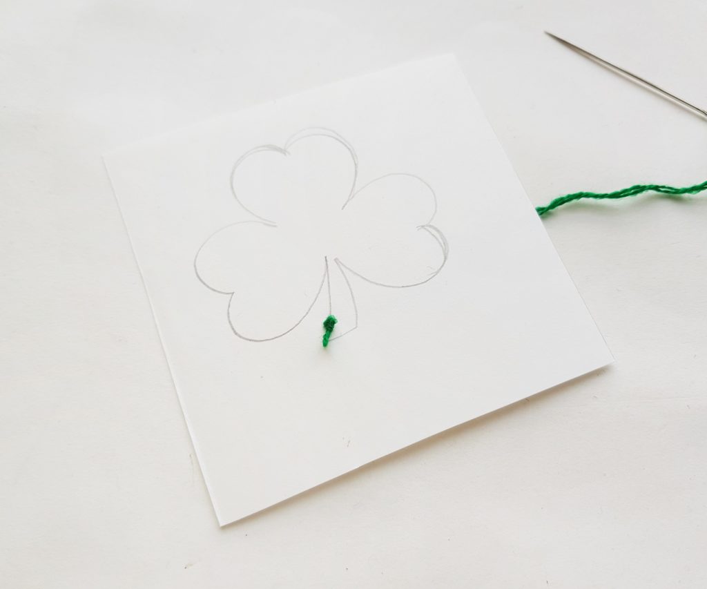 Shamrock stitching craft for kids