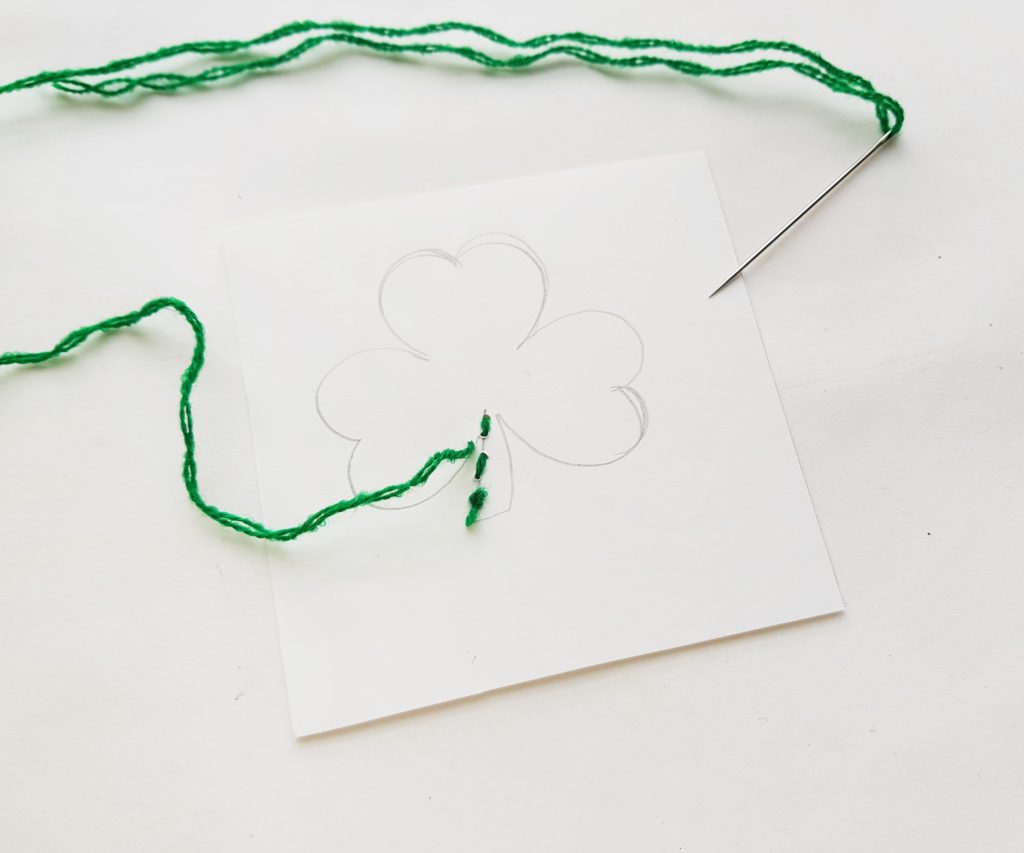 Shamrock stitching craft for kids