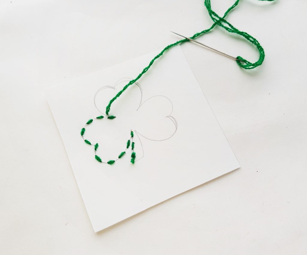 Shamrock stitching craft for kids