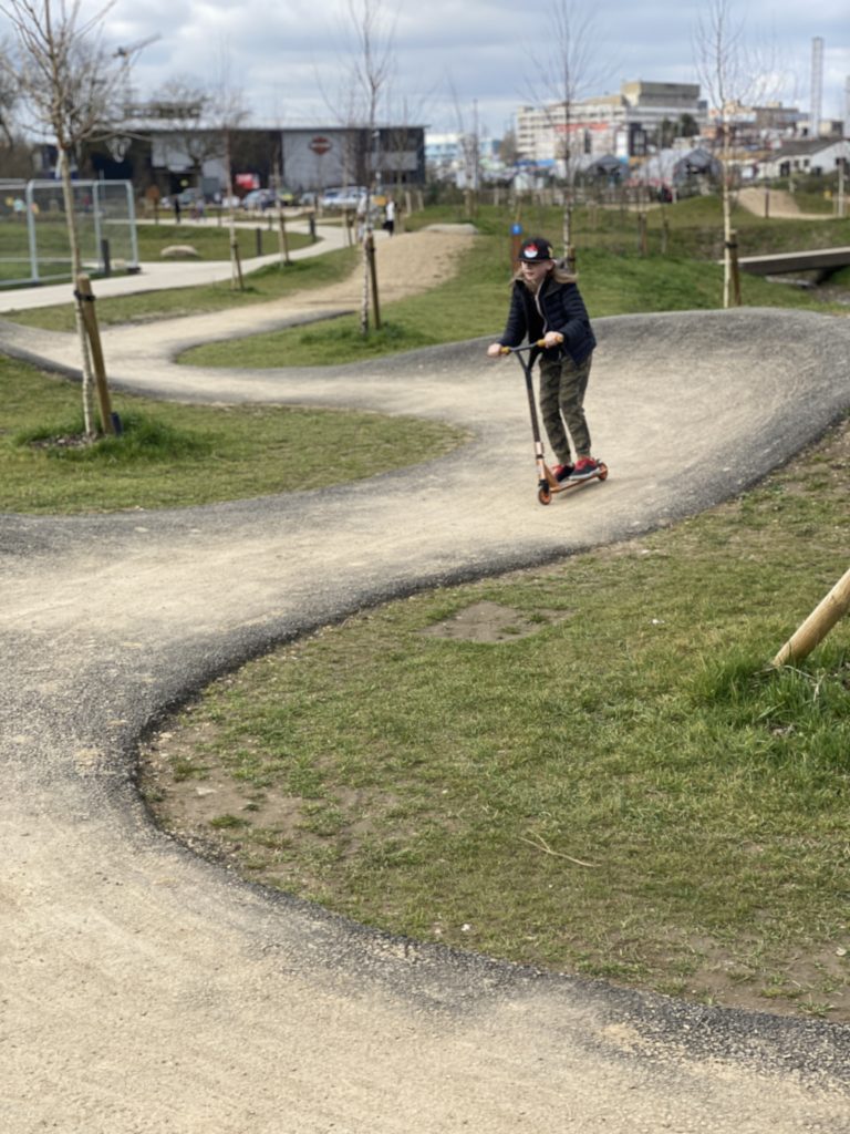 scooting at Oxhey Activity Park 