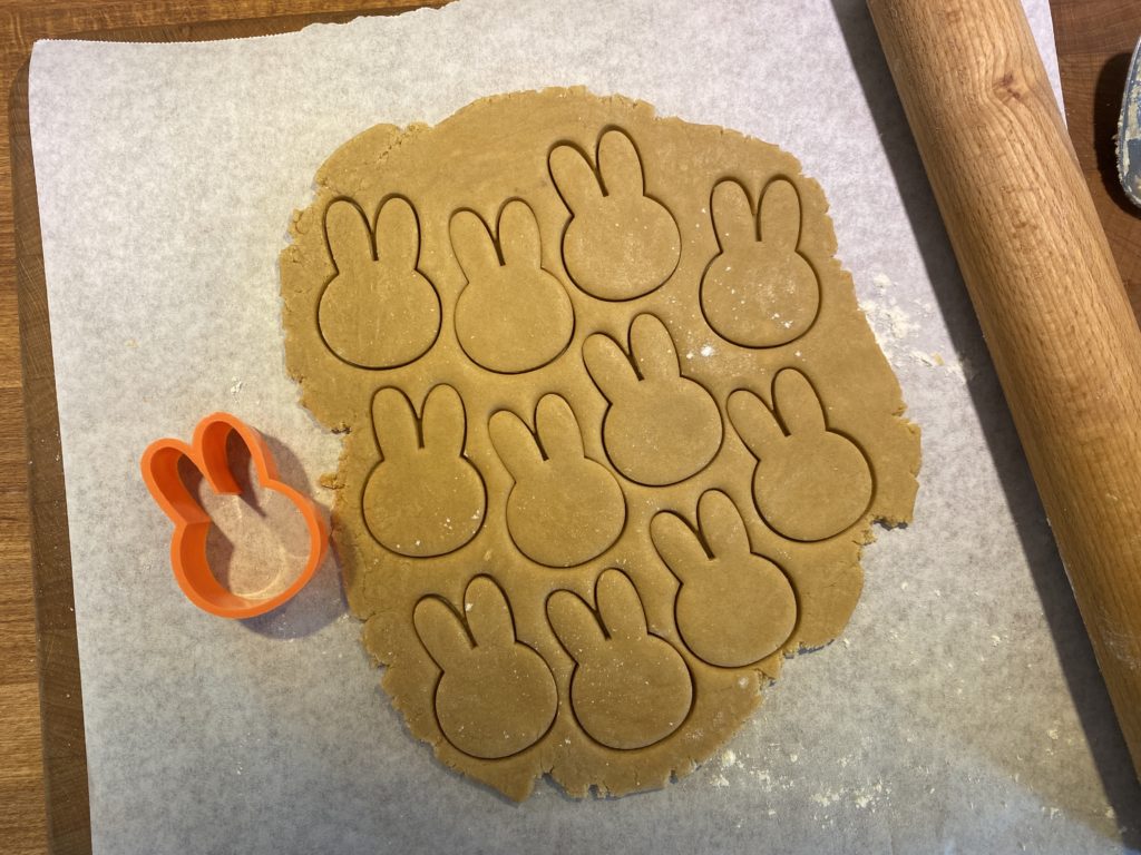 baking gingerbread bunnies