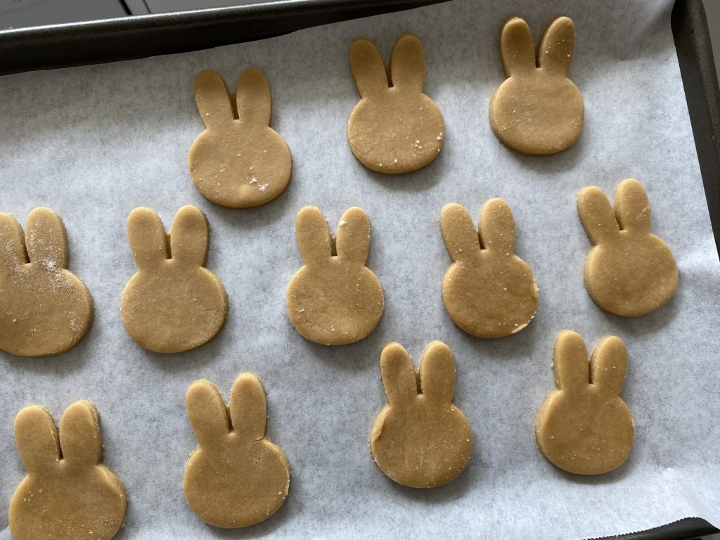 baking gingerbread bunnies