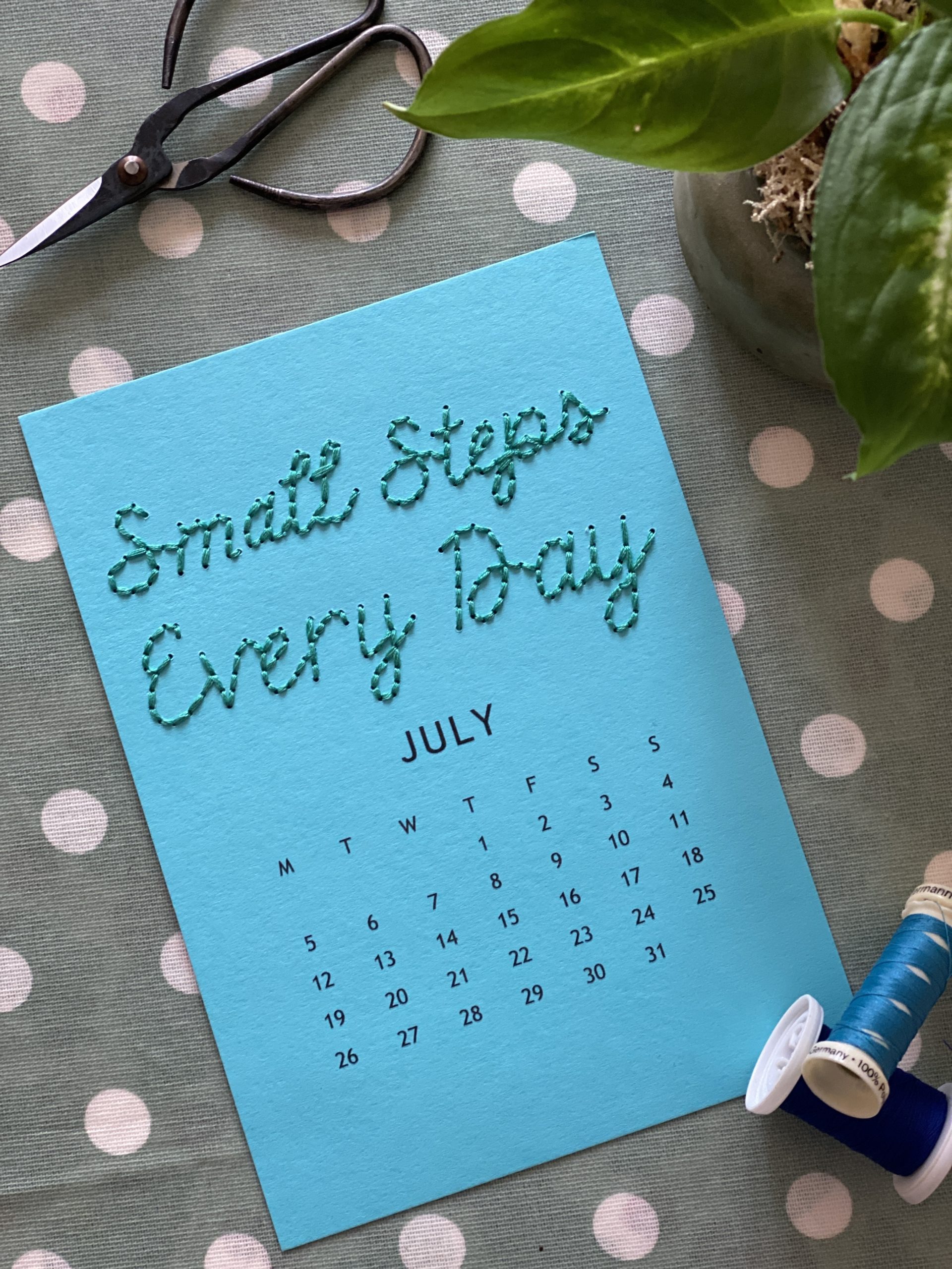 July stitched calendar