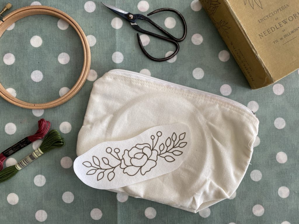 Using stick on embroidery transfers 