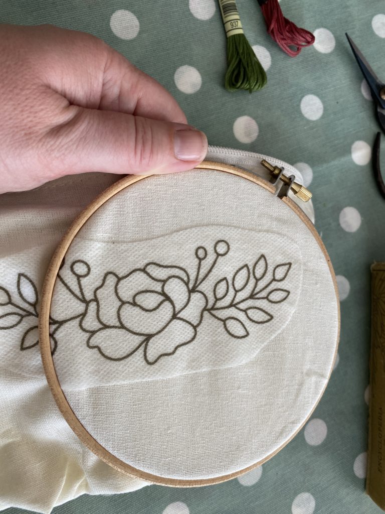 Using stick on embroidery transfers 