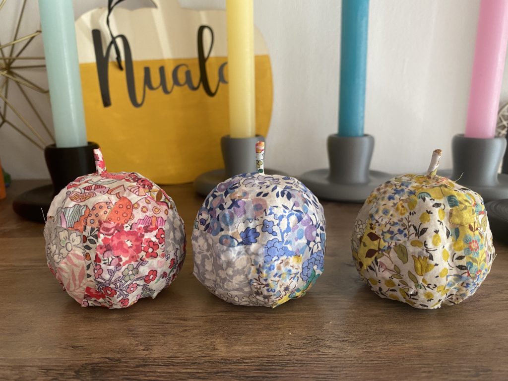 Easy no sew Liberty fabric pumpkins