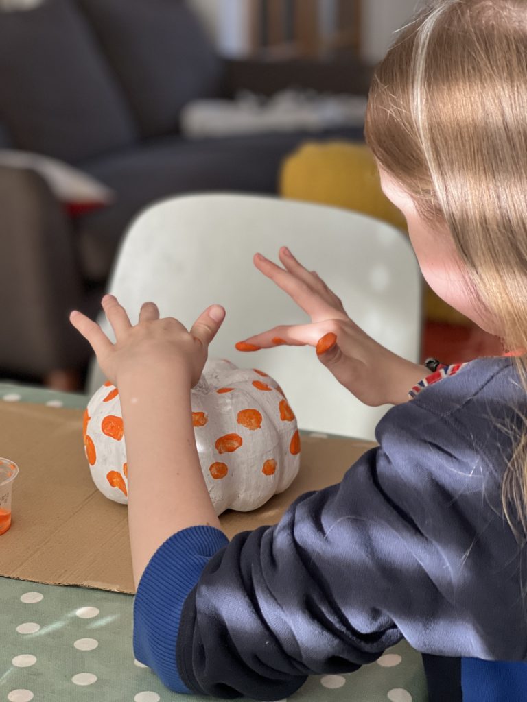 fingerprint painted pumpkin