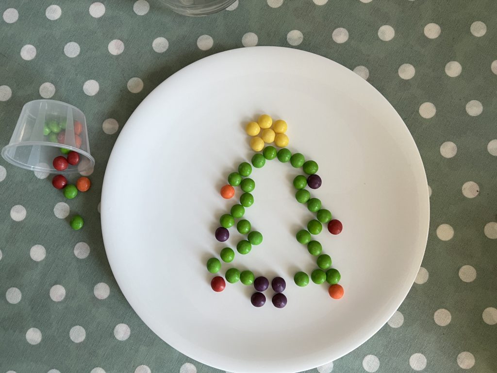 Christmas tree Skittles experiment for kids