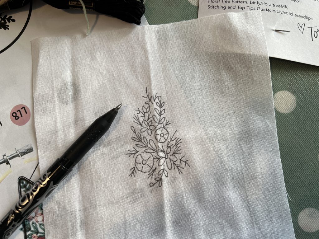 Floral Christmas tree embroidery