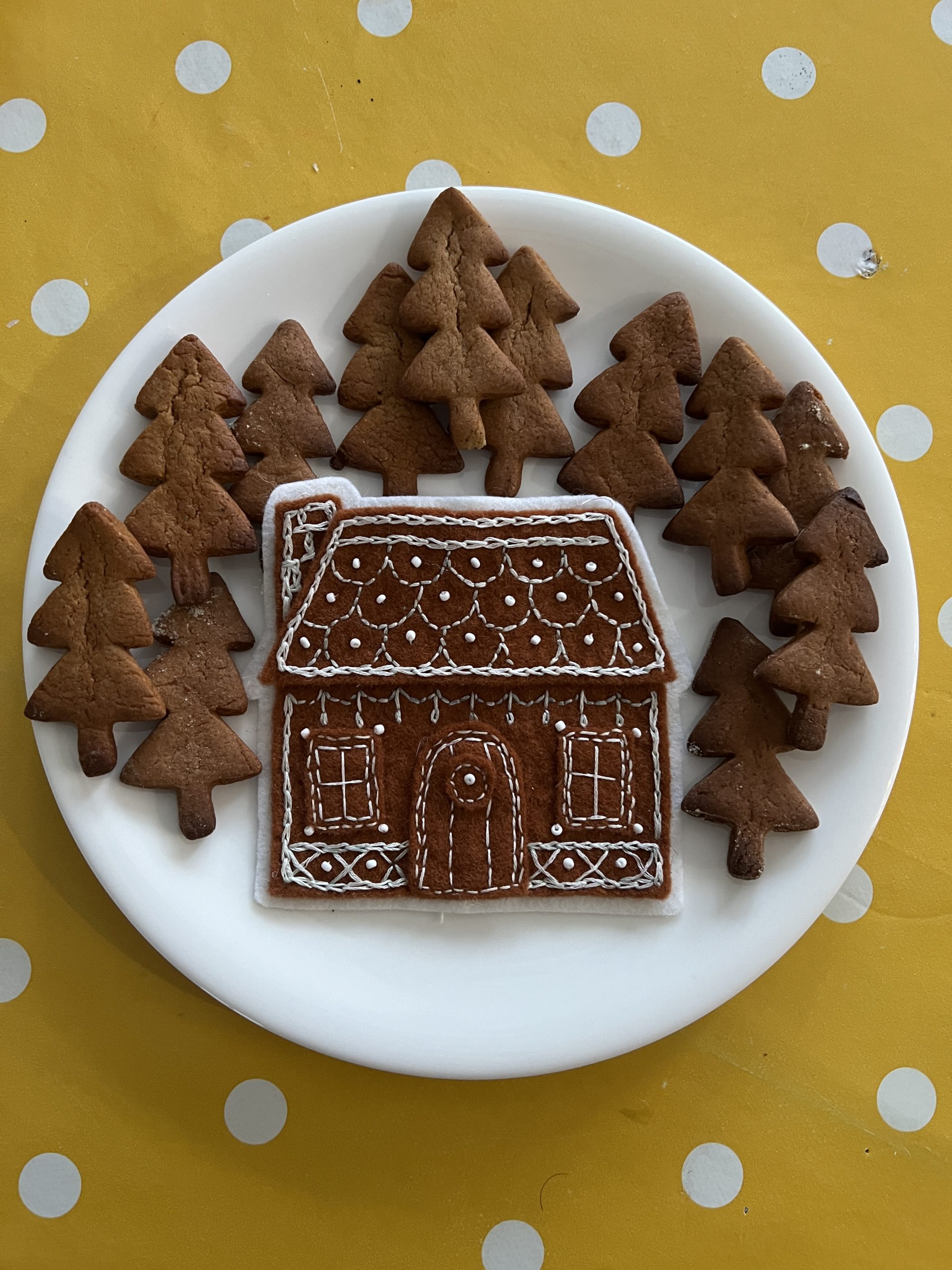 embroidered gingerbread house