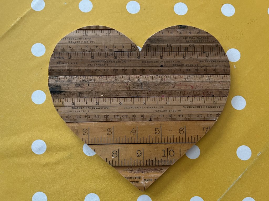 How to make an upcycled vintage ruler heart