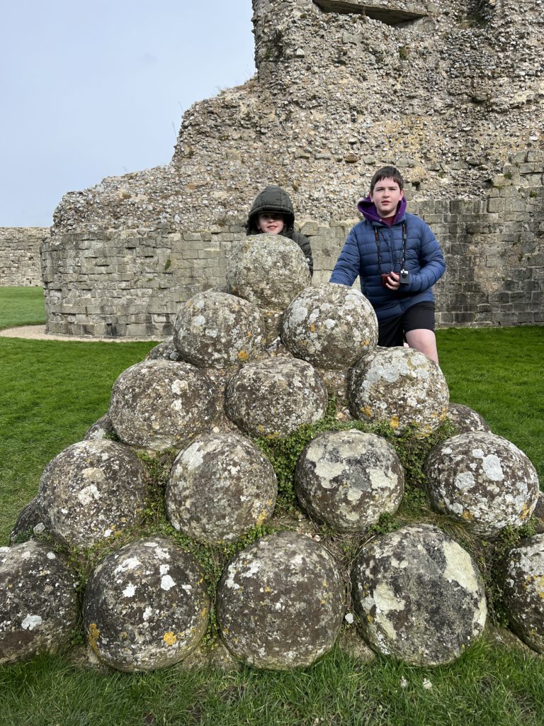 Exploring Pevensey Castle with kids