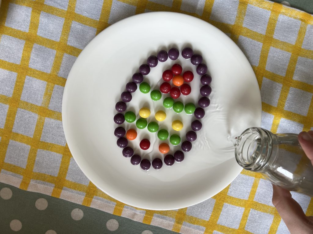 Easter STEM skittles experiment for kids