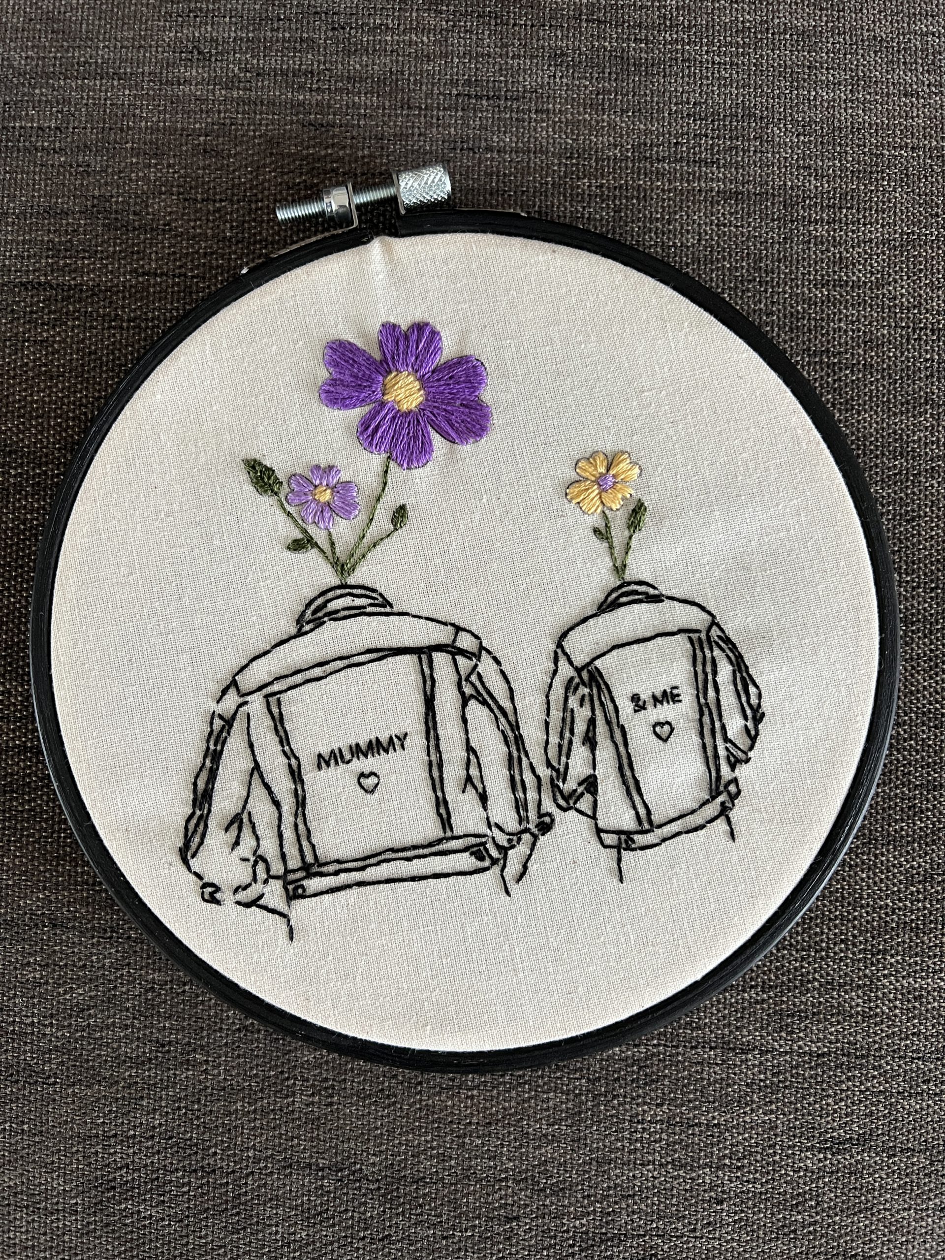 Mummy & Me embroidery hoop for Mother's Day