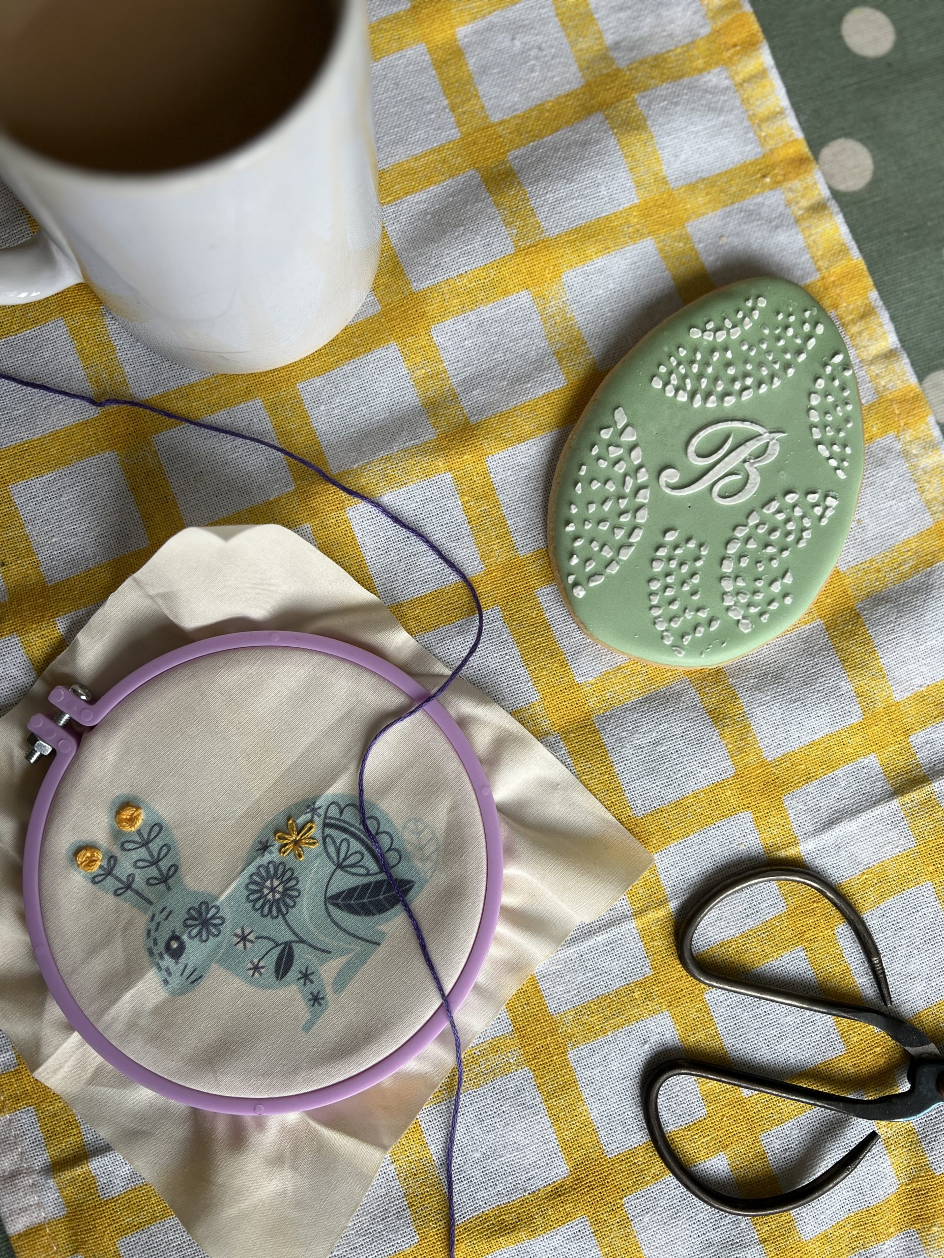 Easter themed floral hoop