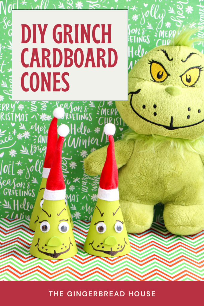 Easy DIY Grinch Cardboard Cones thegingerbreadhouse.co.uk