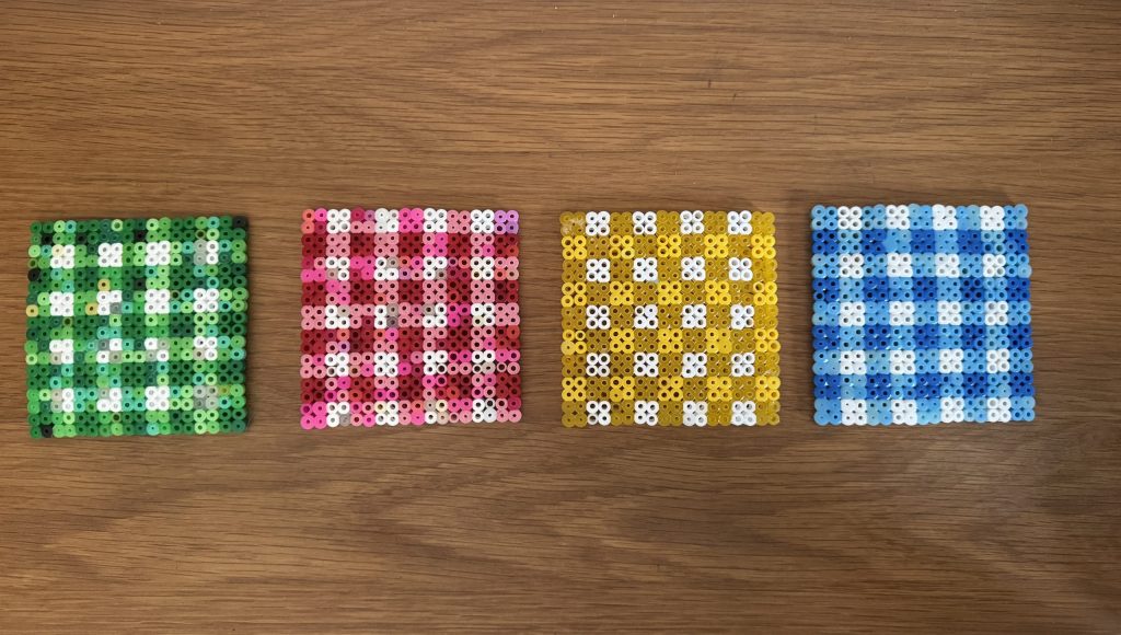 hama bead gingham coasters