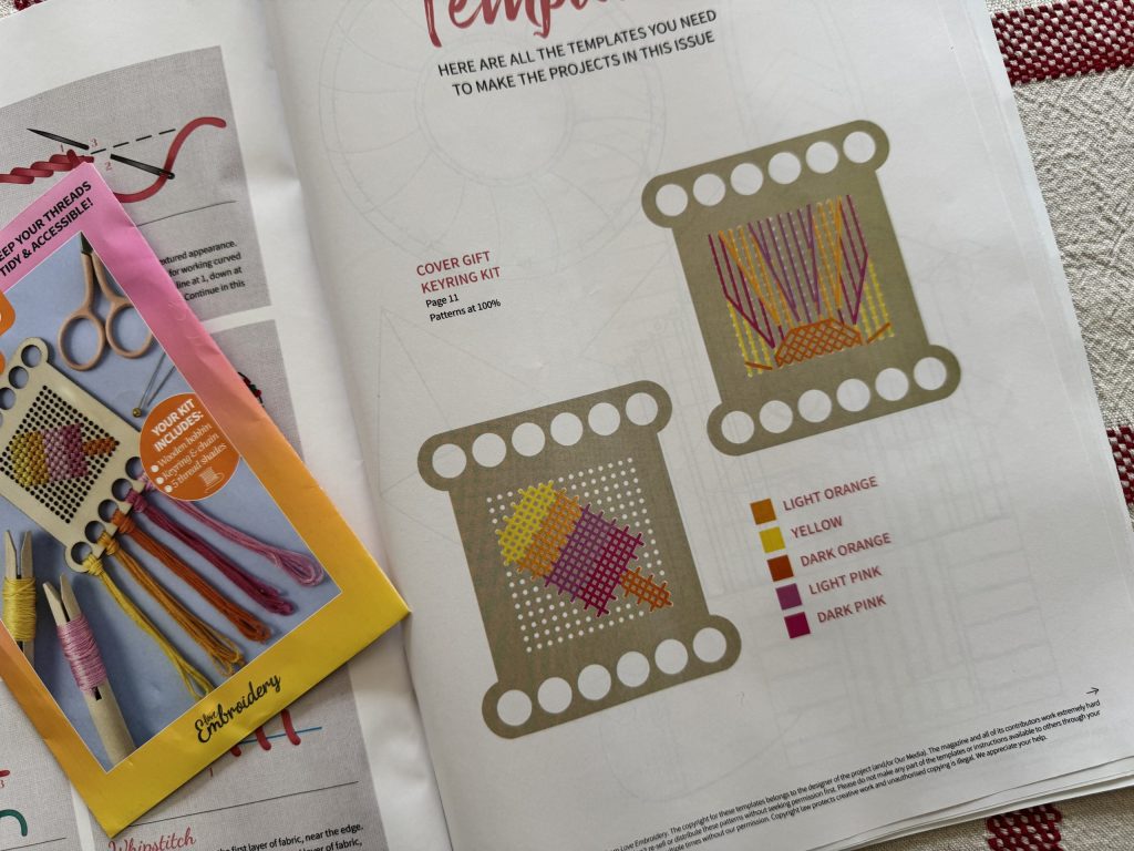 Embroidered keyring stitch kit 