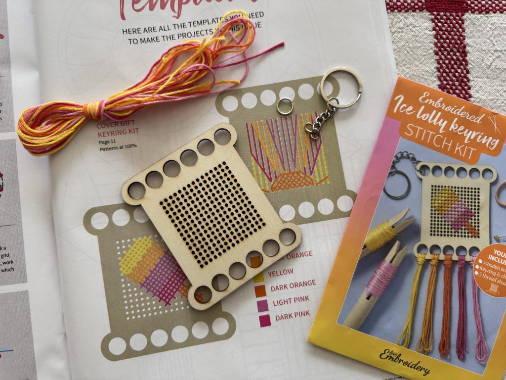 Embroidered keyring stitch kit 