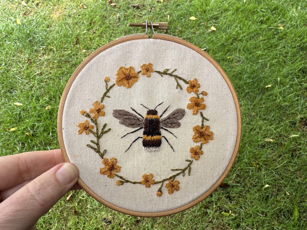 bee and marigold hoop