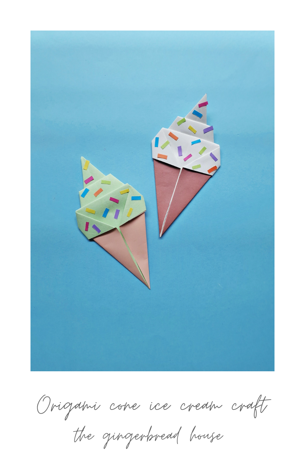 Origami cone ice cream craft for kids