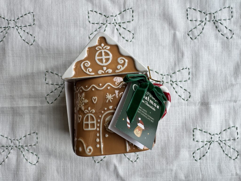 Christmas Hot chocolate includes gingerbread house ceramic mug and hot chocolate mix